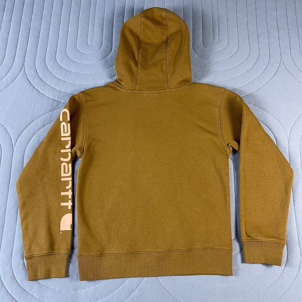 Carhartt Hoodie Youth XS (7) Pullover Hooded Sweatshirt Brown Spell Out TS9983-G - Picture 11 of 11